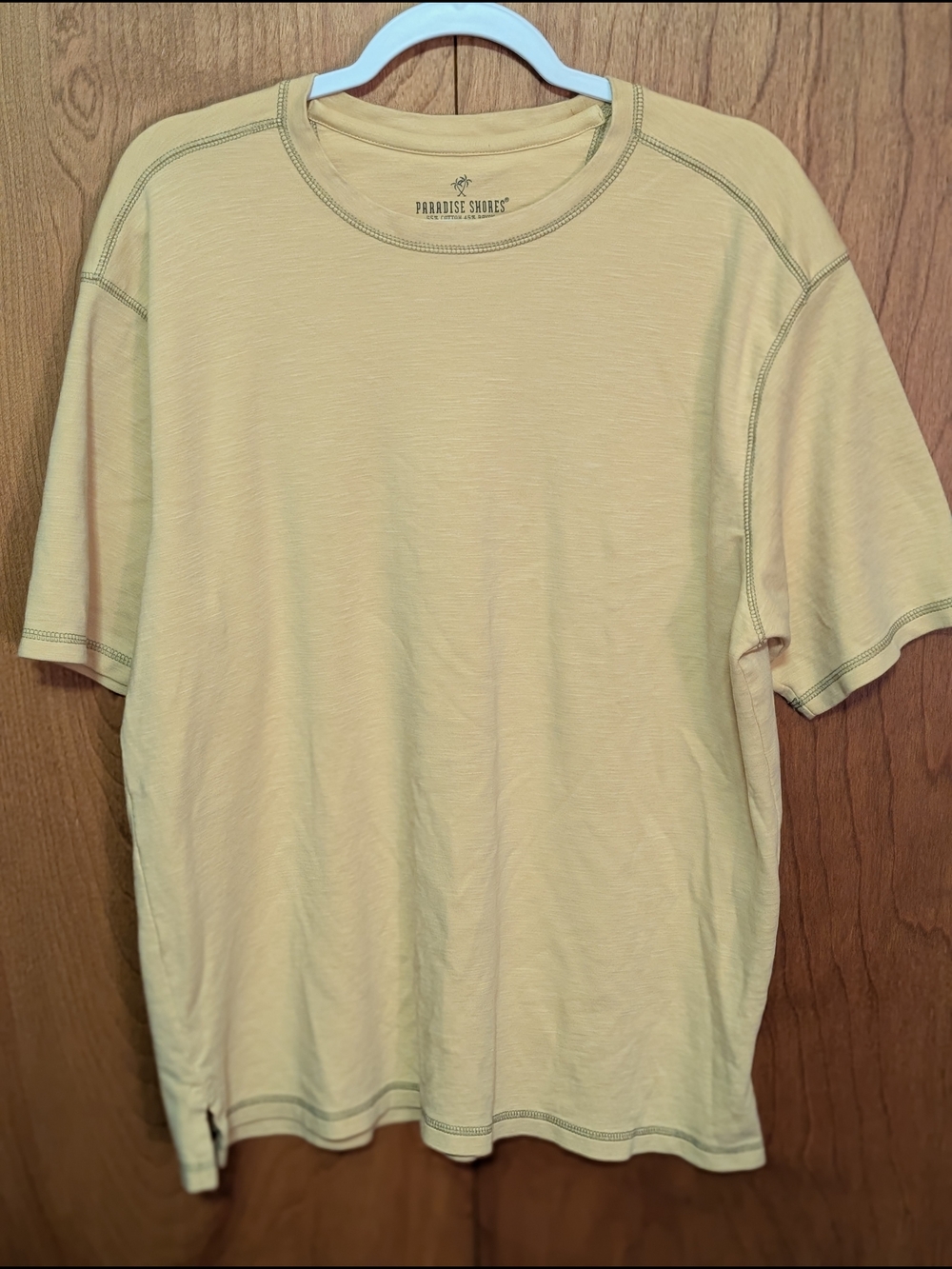 Paradise Shores Men's Short Sleeve Crew Neck Tee in Light Yellow